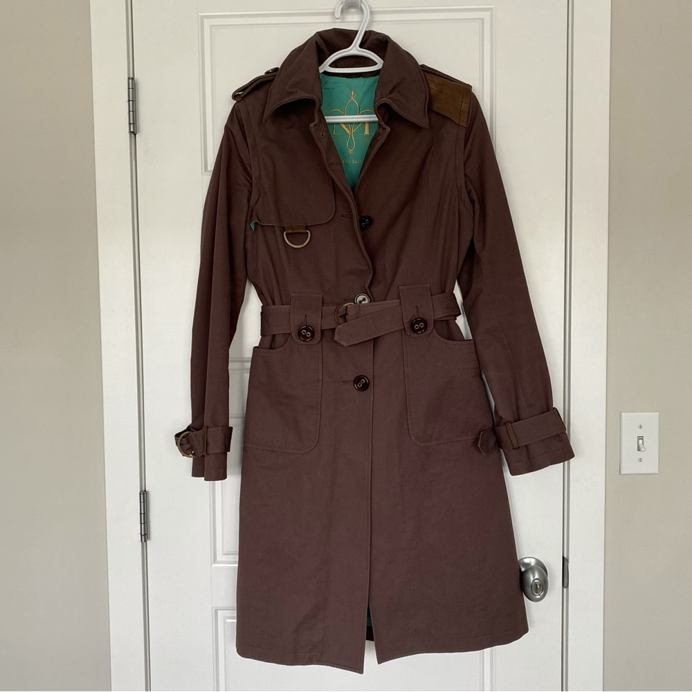 Mackage Brown Canvas & Leather Convertible Trench Coat / Vest
